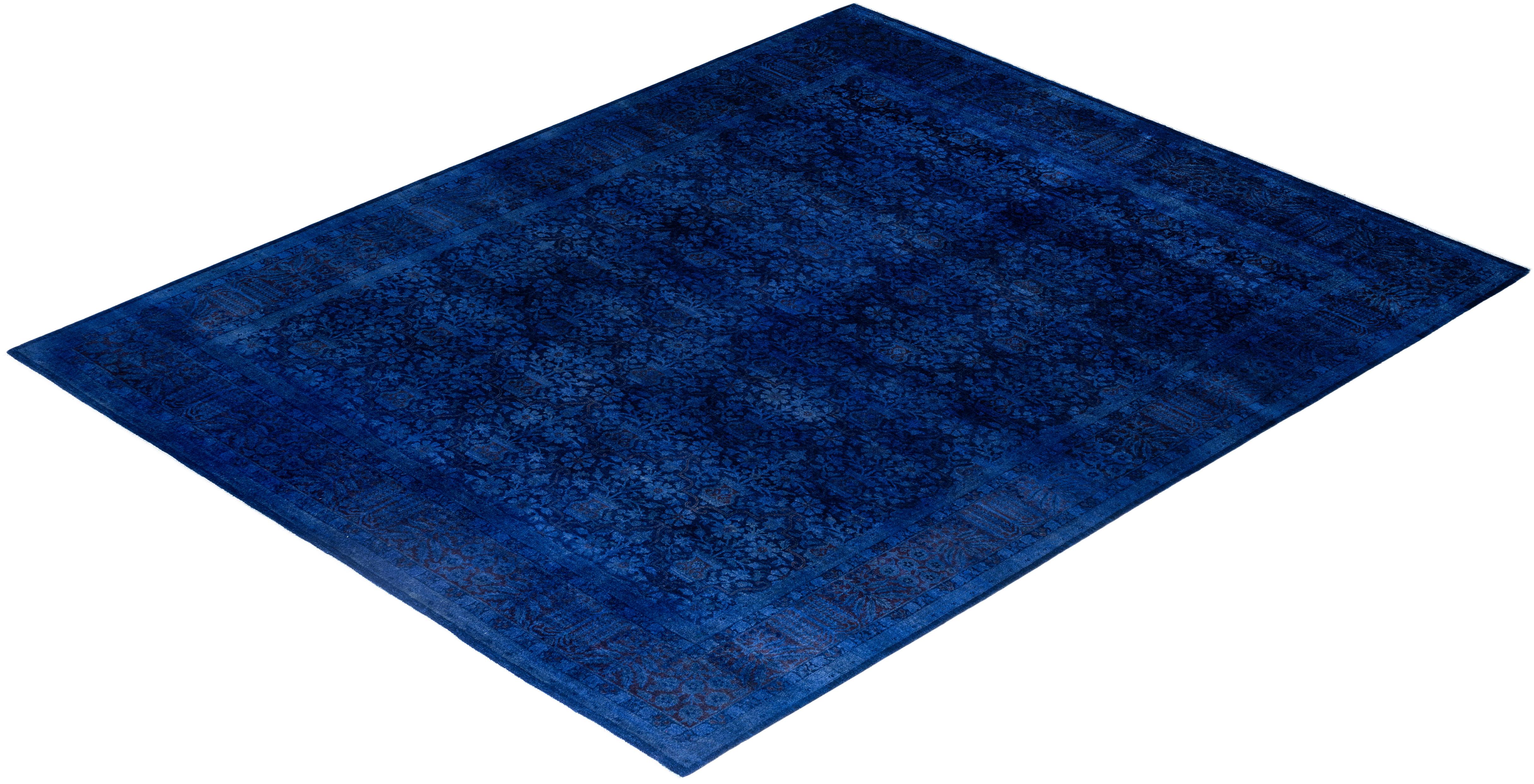 Contemporary Overdyed Hand Knotted Wool Purple Area Rug 8' 2