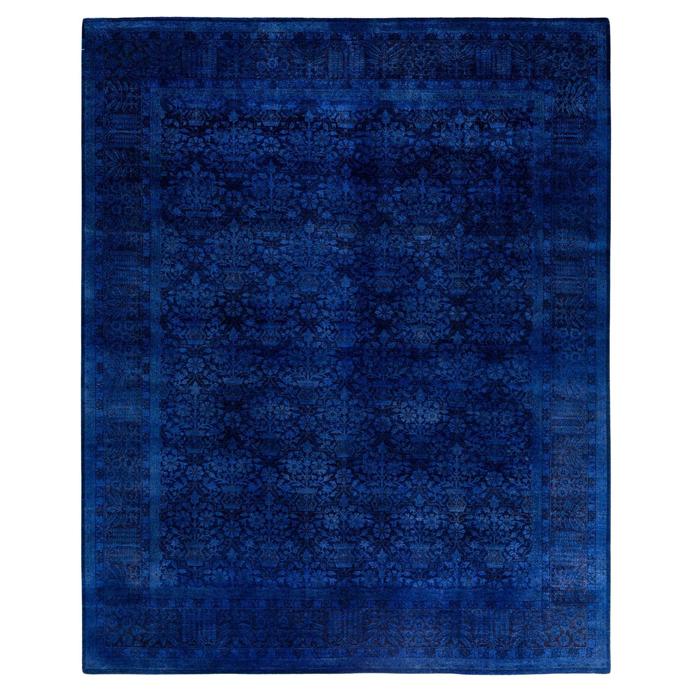 Contemporary Overdyed Hand Knotted Wool Purple Area Rug 8' 2" x 10' 1"