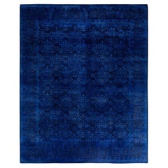 Contemporary Overdyed Hand Knotted Wool Purple Area Rug 8' 2" x 10' 1"
