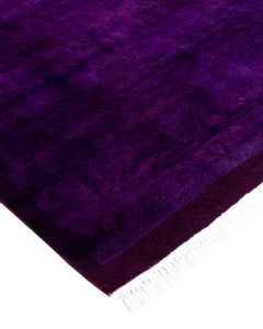 Contemporary Overdyed Hand Knotted Wool Purple Area Rug 8' 2" x 10' 6"