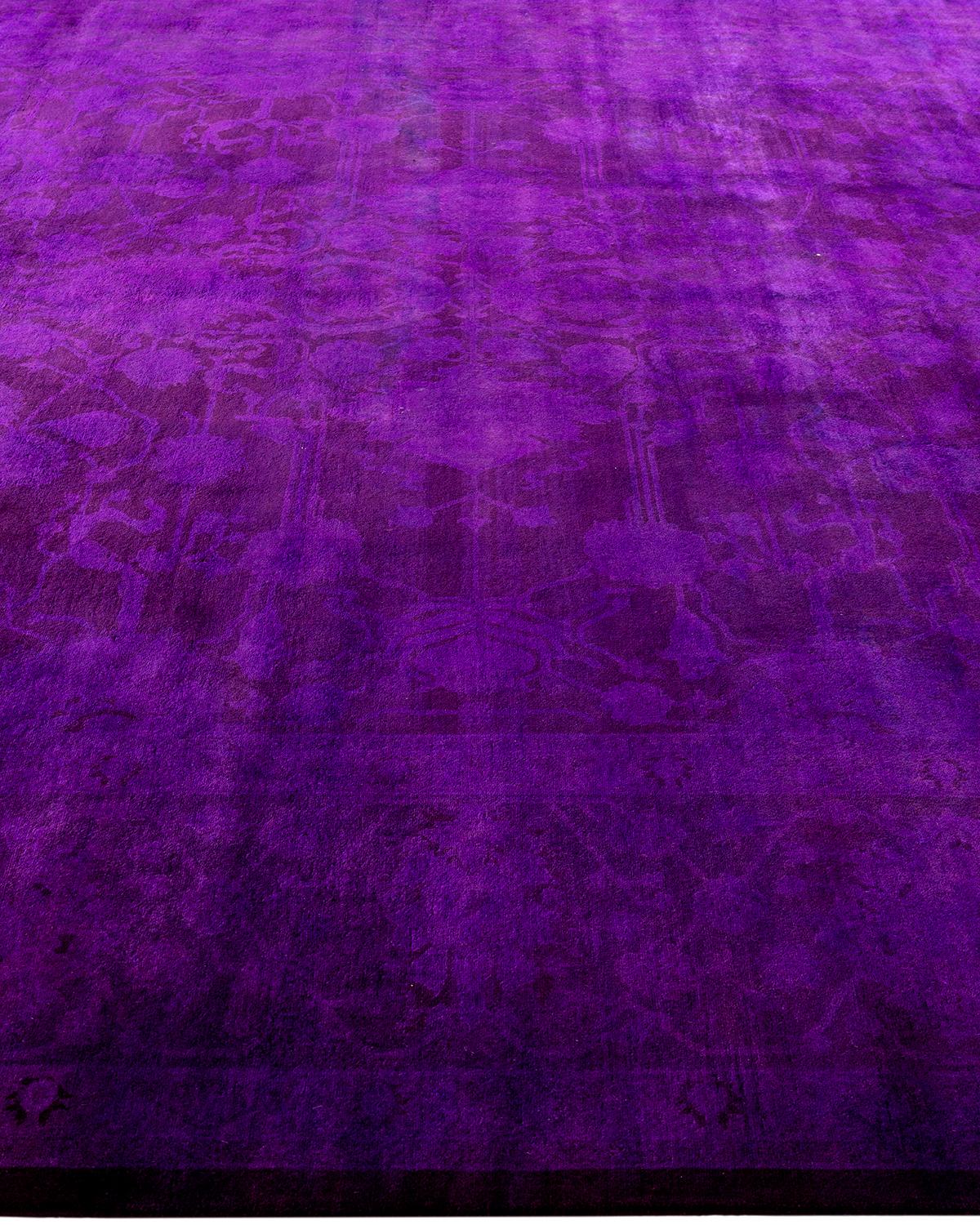 Contemporary Overdyed Hand Knotted Wool Purple Area Rug 8' 2