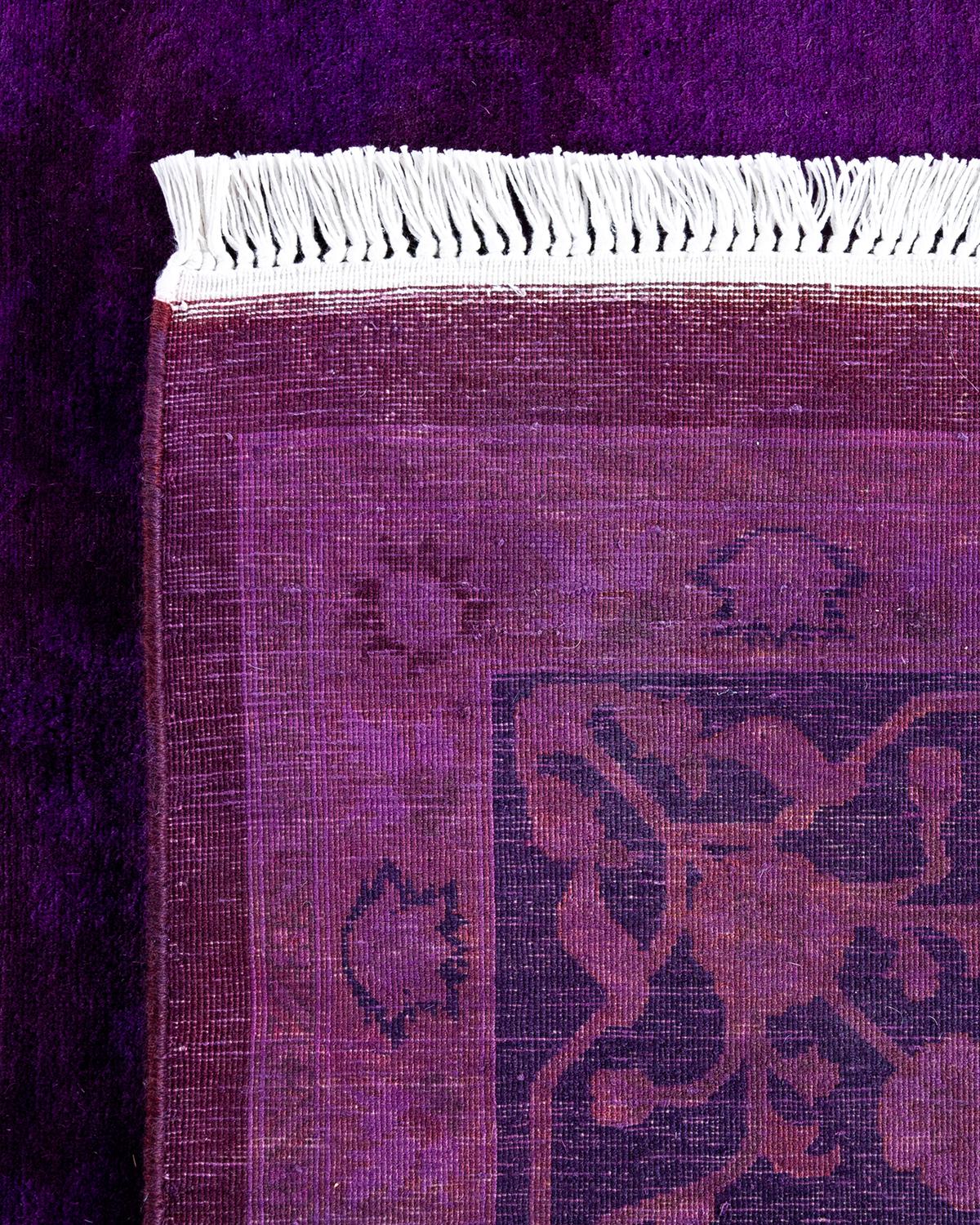 Contemporary Overdyed Hand Knotted Wool Purple Area Rug 8' 2