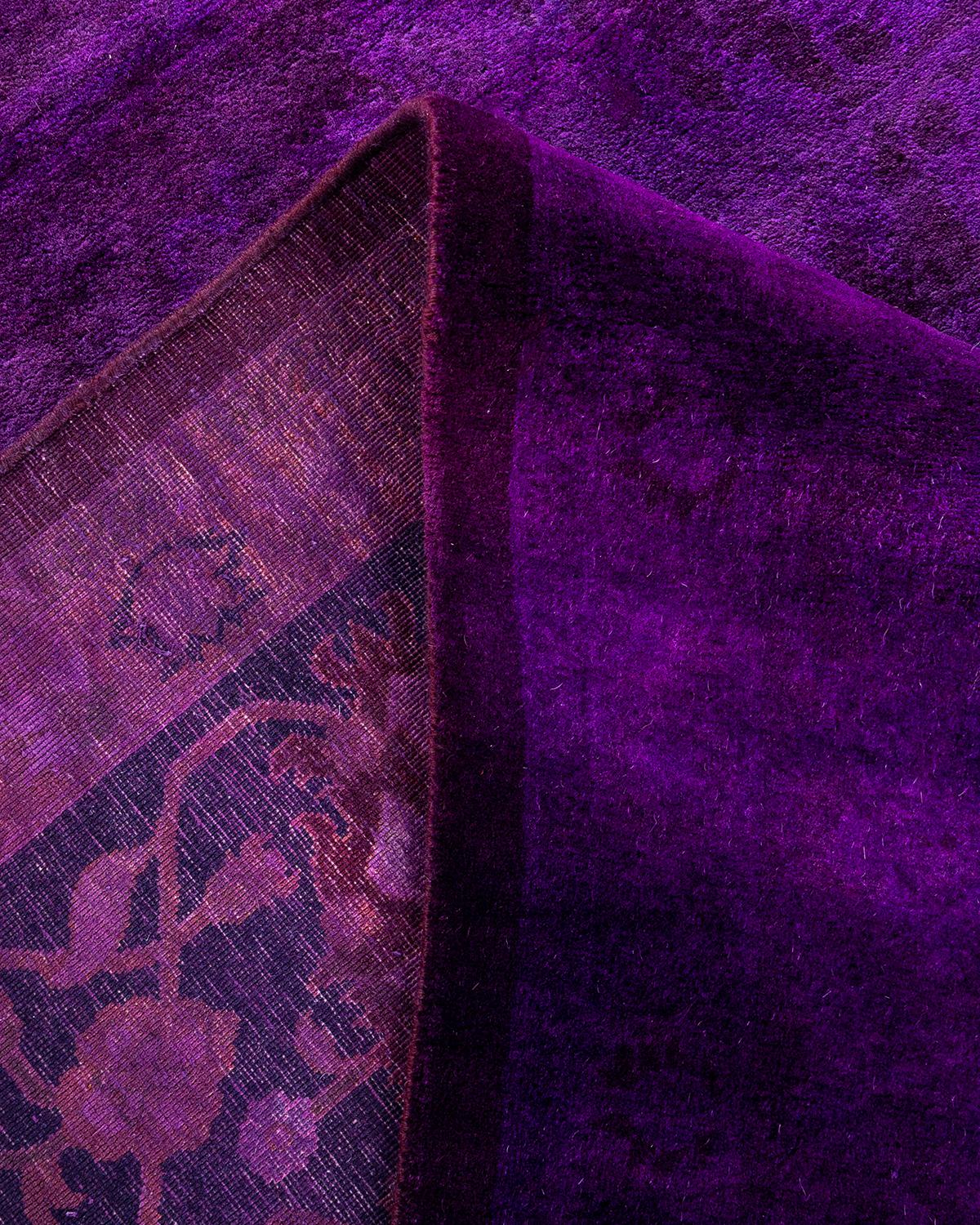 Contemporary Overdyed Hand Knotted Wool Purple Area Rug 8' 2