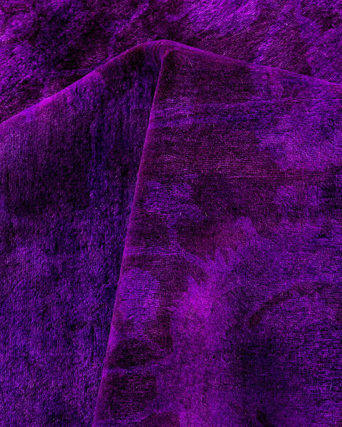 Contemporary Overdyed Hand Knotted Wool Purple Area Rug 8' 2