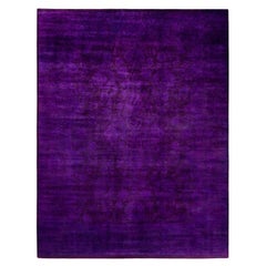 Contemporary Overdyed Hand Knotted Wool Purple Area Rug 8' 2" x 10' 6"