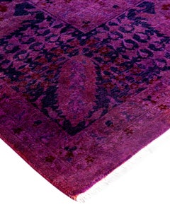 Contemporary Overdyed Hand Knotted Wool Purple Area Rug 8' 3" x 10' 5"