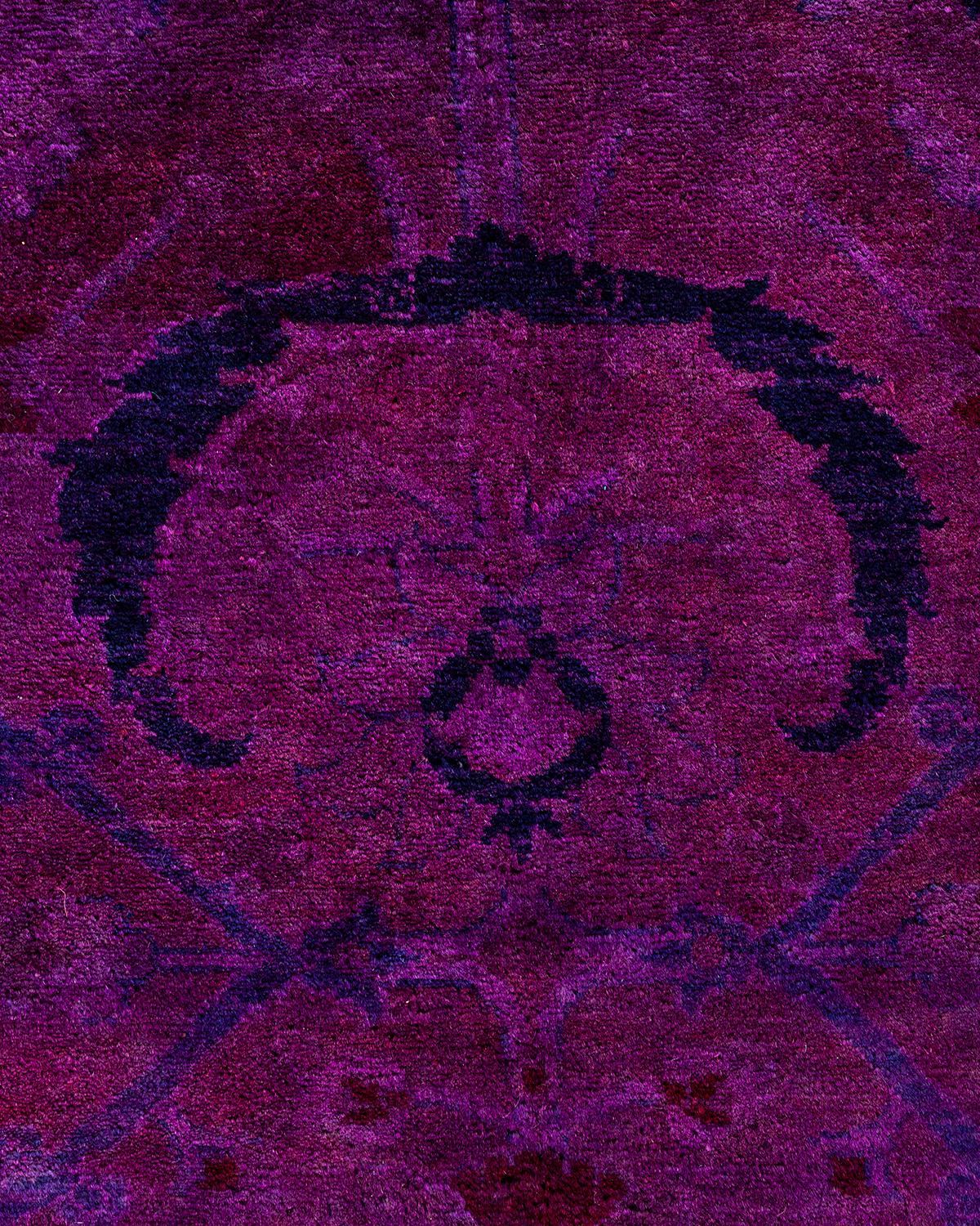 Pakistani Contemporary Overdyed Hand Knotted Wool Purple Area Rug 8' 3