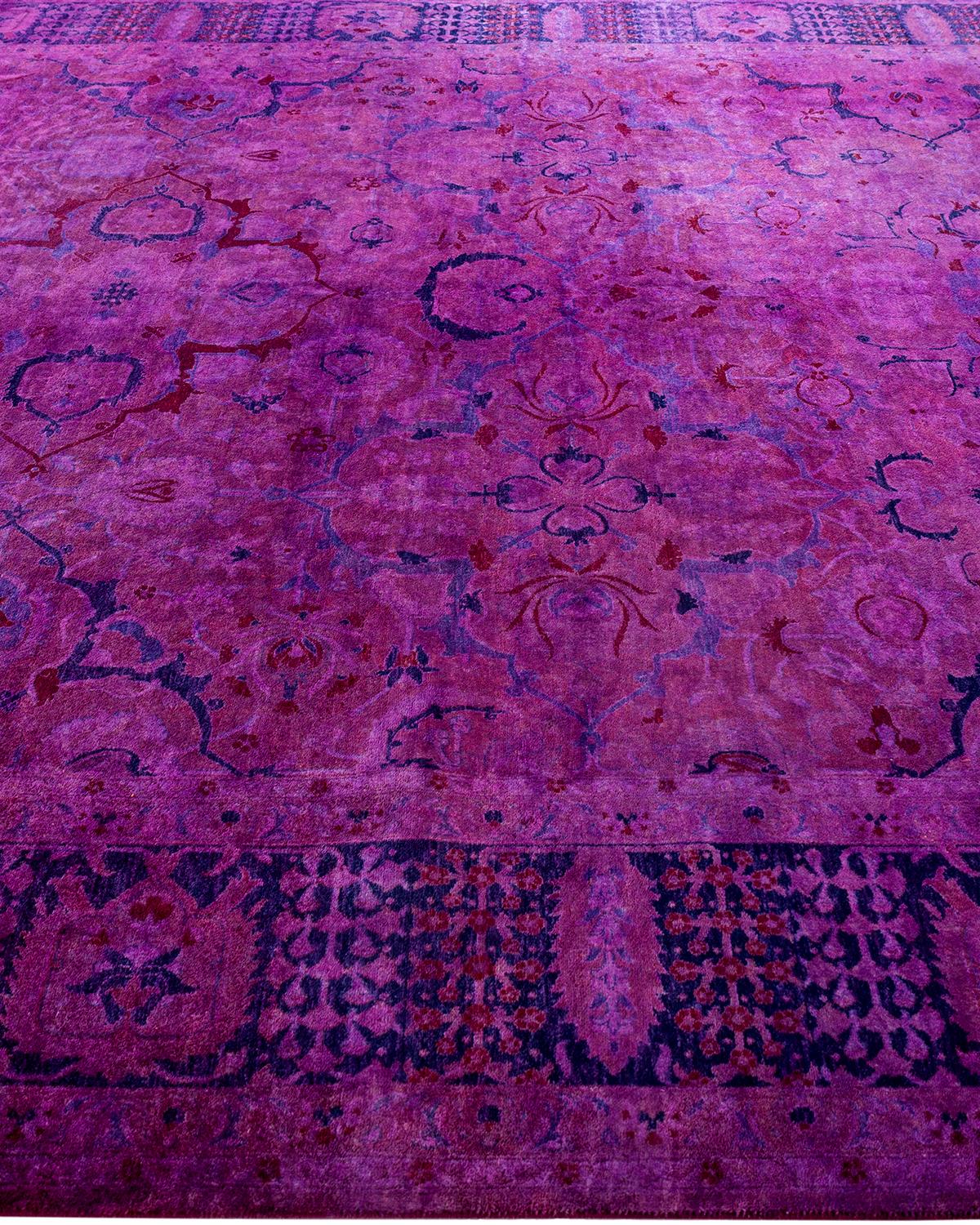 Contemporary Overdyed Hand Knotted Wool Purple Area Rug 8' 3