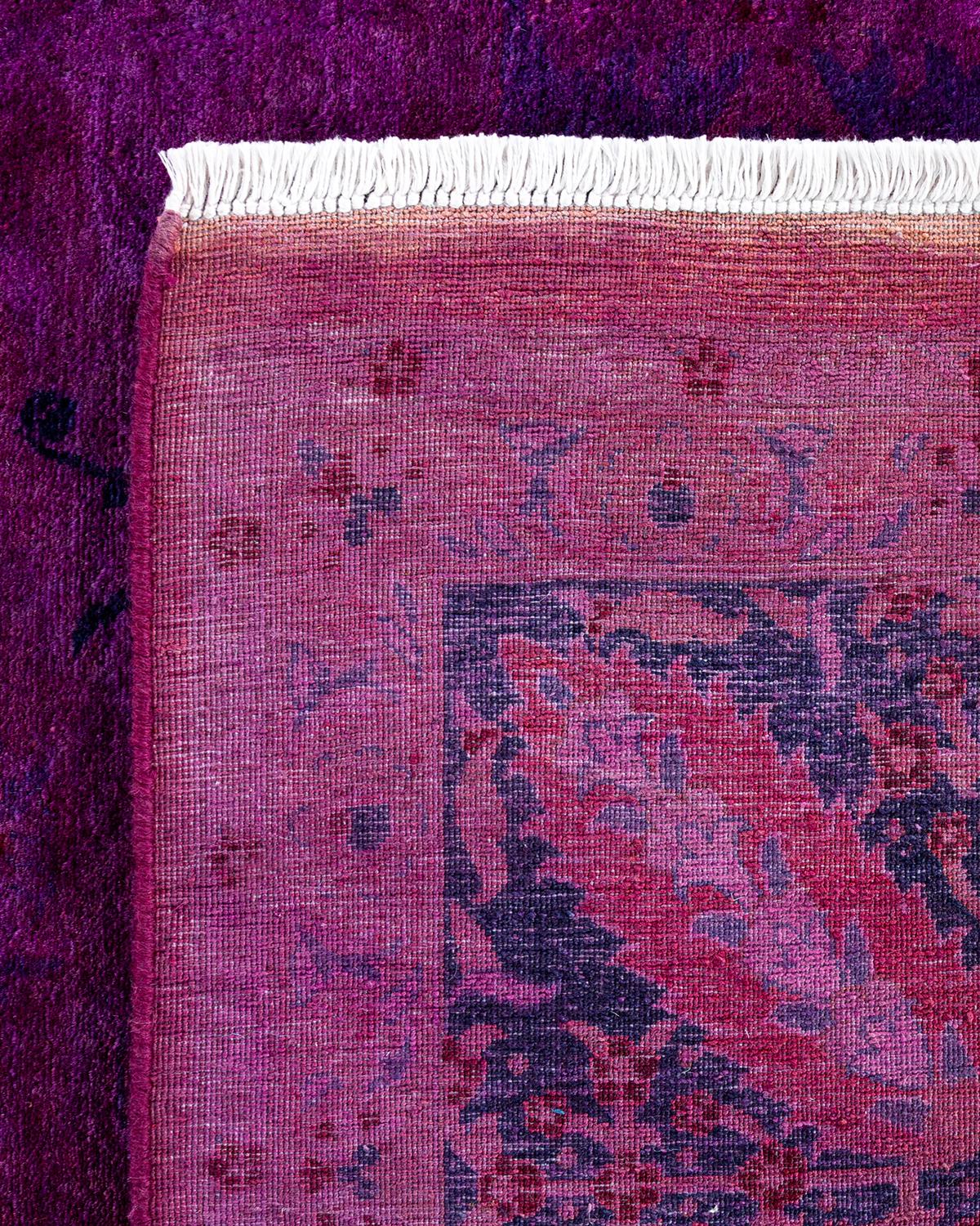 Contemporary Overdyed Hand Knotted Wool Purple Area Rug 8' 3