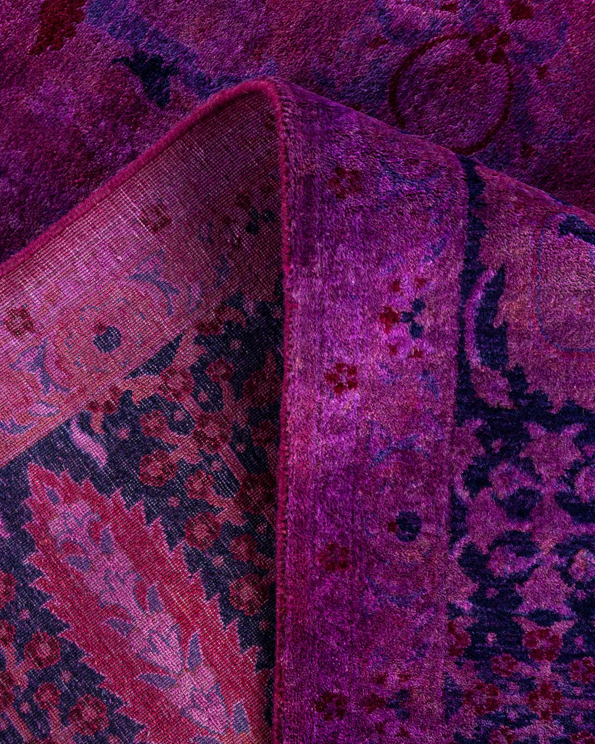 Contemporary Overdyed Hand Knotted Wool Purple Area Rug 8' 3