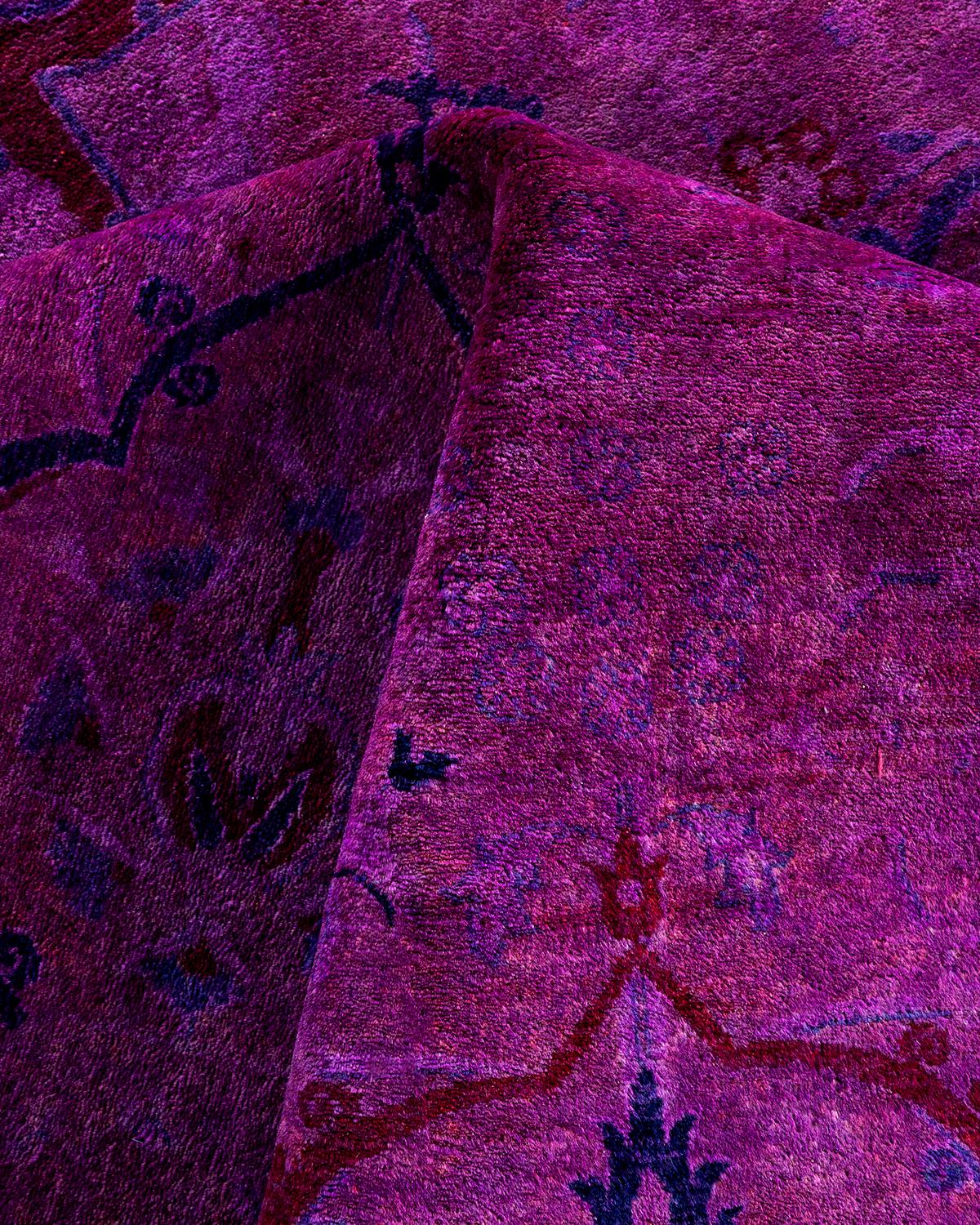 Contemporary Overdyed Hand Knotted Wool Purple Area Rug 8' 3