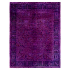 Alfombra contemporánea de lana teñida a mano de color púrpura 20 cm x 30 cm