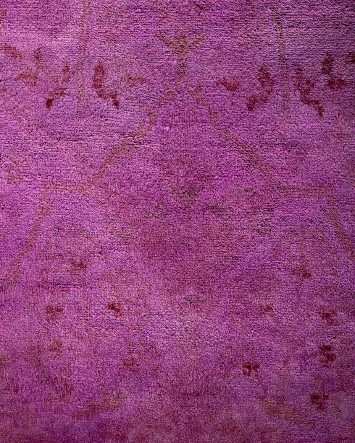 Pakistani Contemporary Overdyed Hand Knotted Wool Purple Area Rug 9' 1