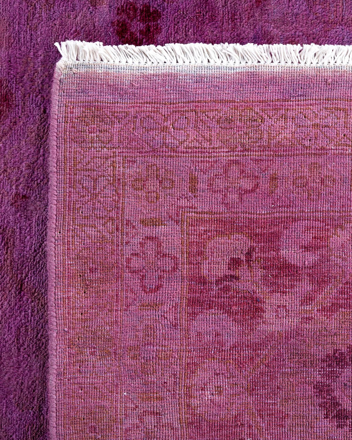 Contemporary Overdyed Hand Knotted Wool Purple Area Rug 9' 1