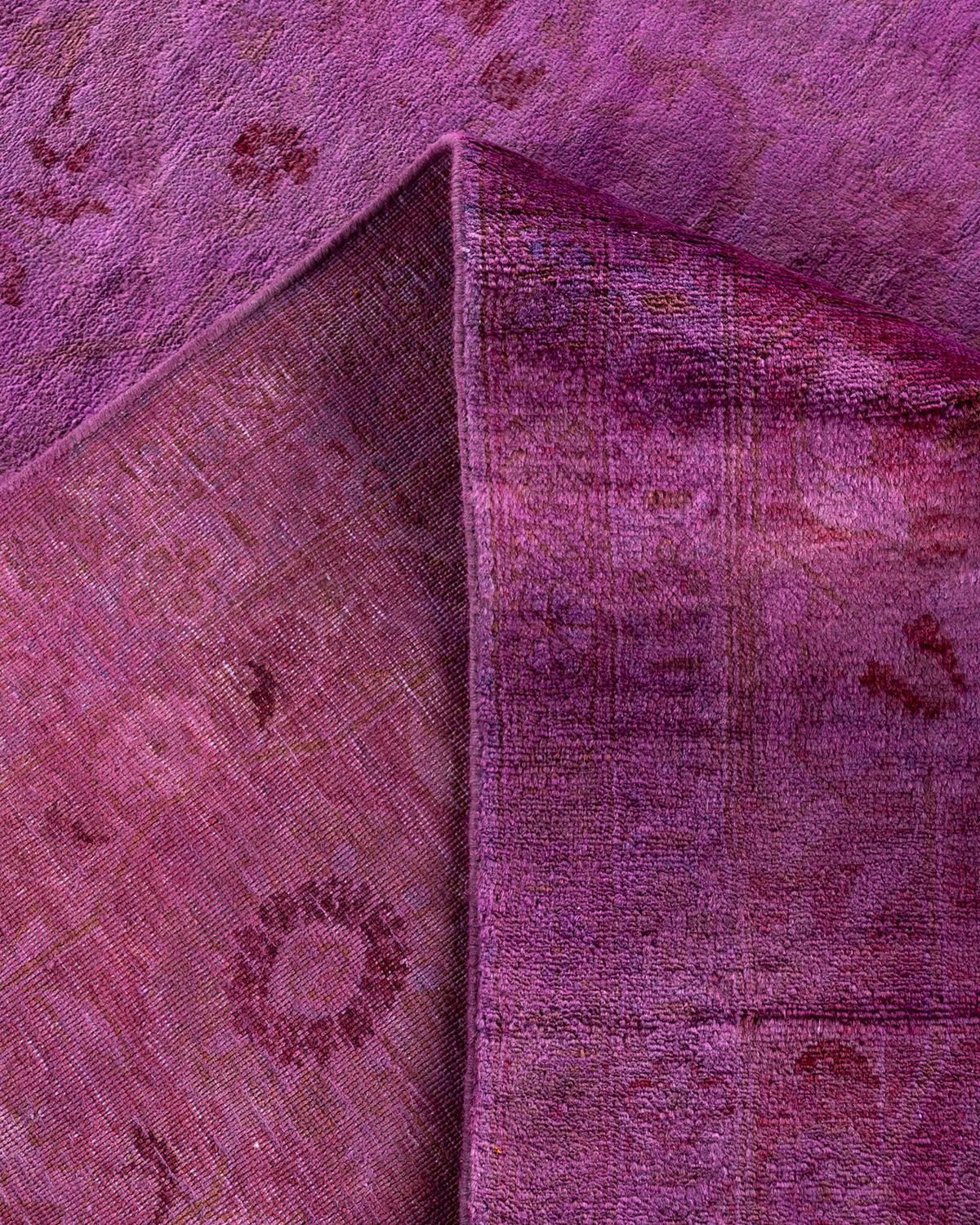 Contemporary Overdyed Hand Knotted Wool Purple Area Rug 9' 1