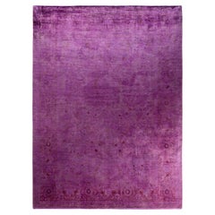 Contemporary Overdyed Hand Knotted Wool Purple Area Rug 9' 1" x 11' 9"