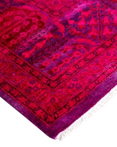 Contemporary Overdyed Hand Knotted Wool Purple Area Rug 9' 1" x 12' 5"