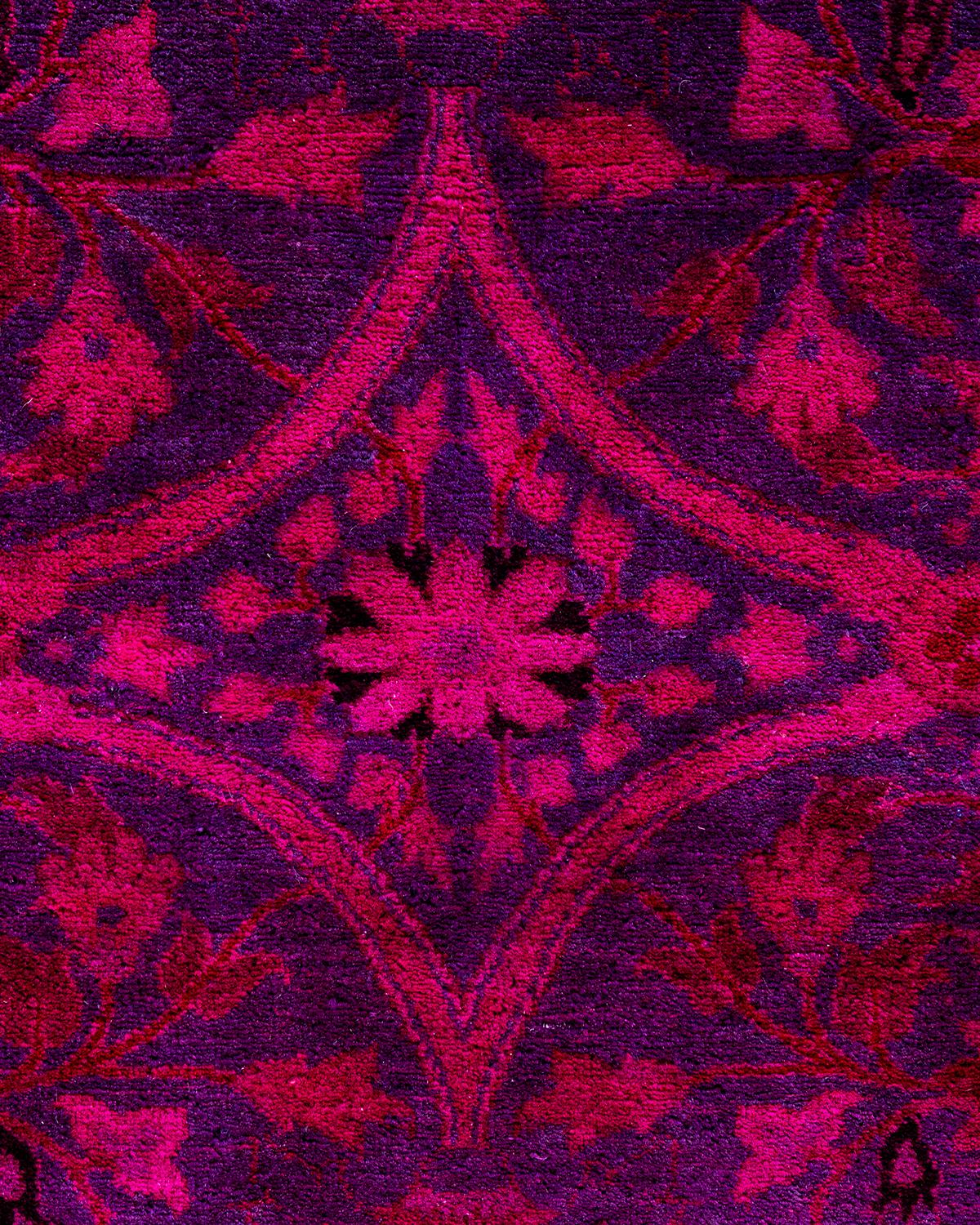 Zeitgenössische Overdyed handgeknüpfte Wolle lila Bereich Teppich 9' 1