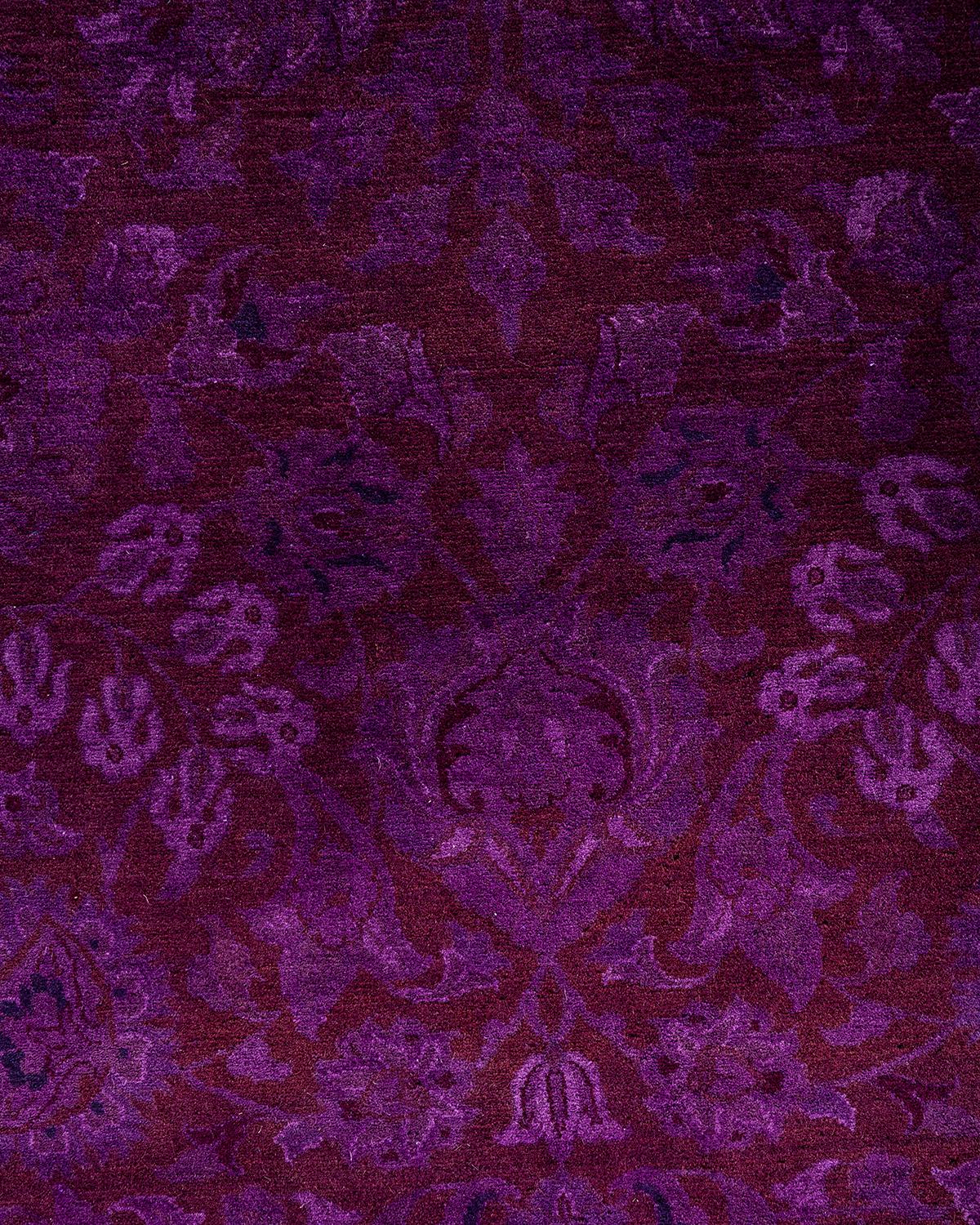 Zeitgenössische Overdyed handgeknüpfte Wolle lila Bereich Teppich 9' 1