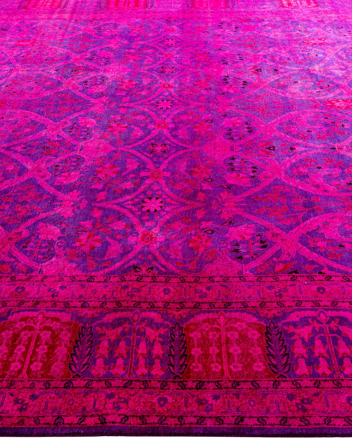 Zeitgenössische Overdyed handgeknüpfte Wolle lila Bereich Teppich 9' 1