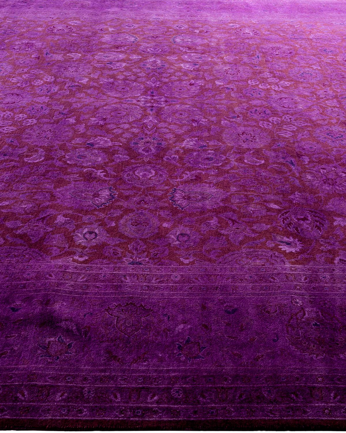 Zeitgenössische Overdyed handgeknüpfte Wolle lila Bereich Teppich 9' 1