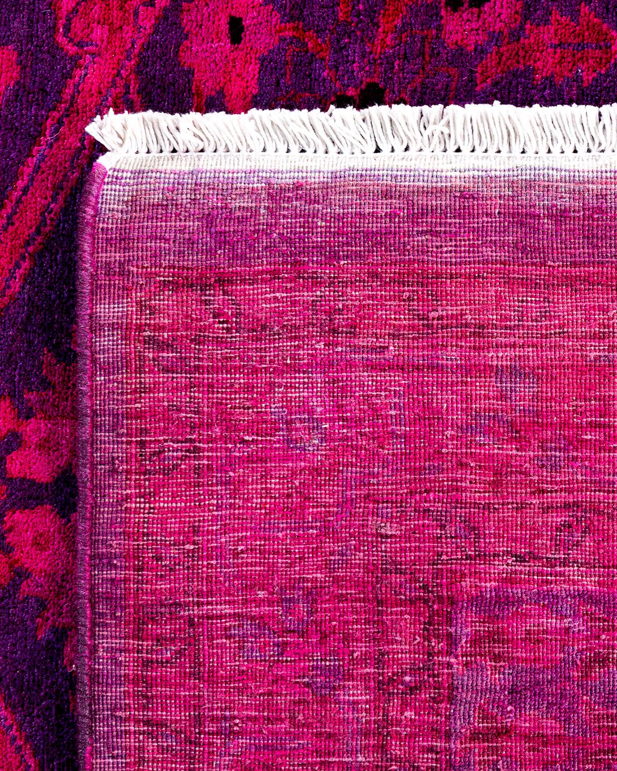 Zeitgenössische Overdyed handgeknüpfte Wolle lila Bereich Teppich 9' 1