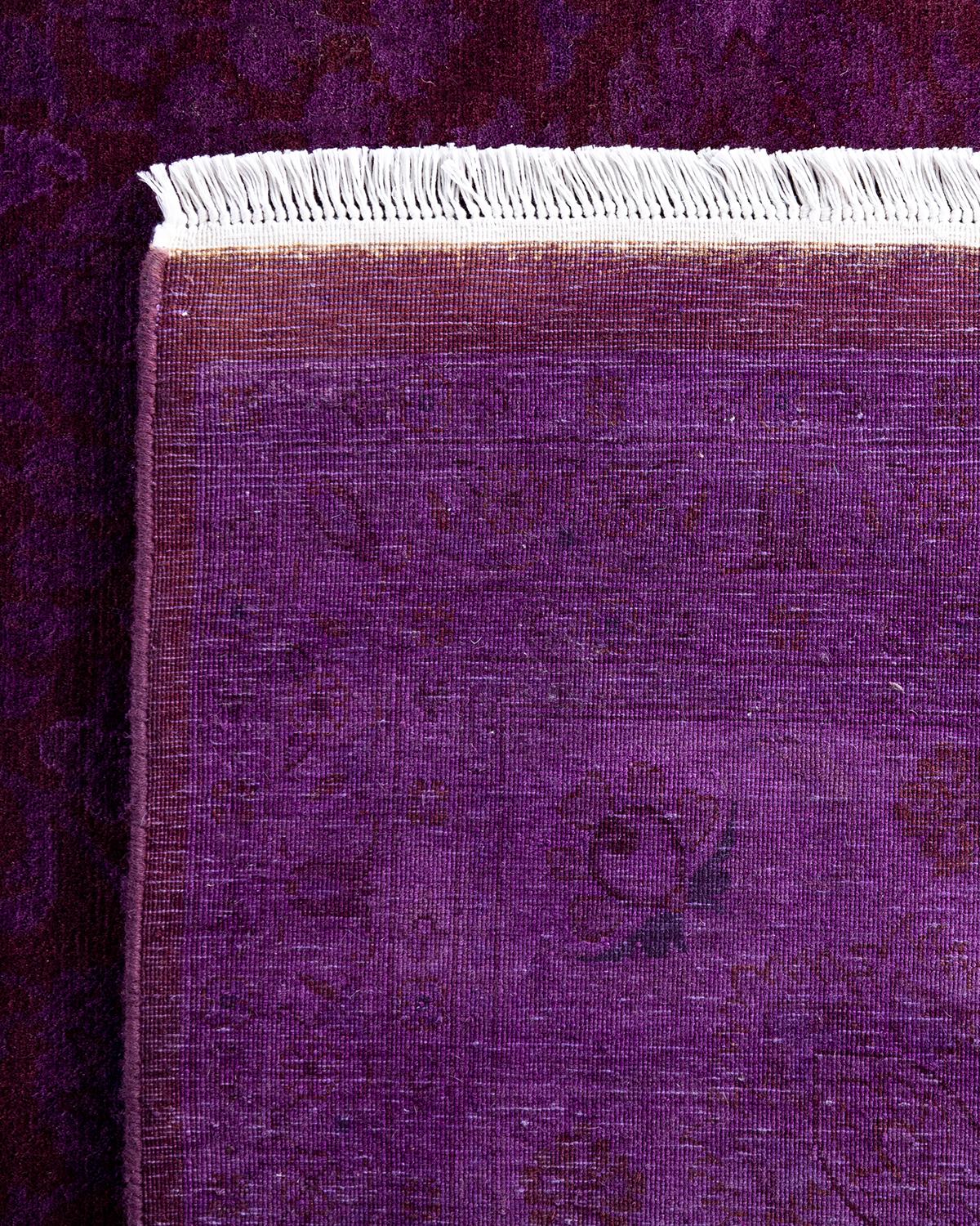 Zeitgenössische Overdyed handgeknüpfte Wolle lila Bereich Teppich 9' 1