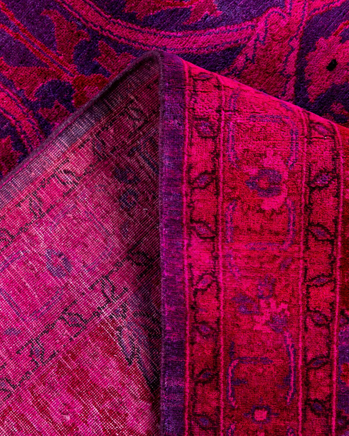 Zeitgenössische Overdyed handgeknüpfte Wolle lila Bereich Teppich 9' 1