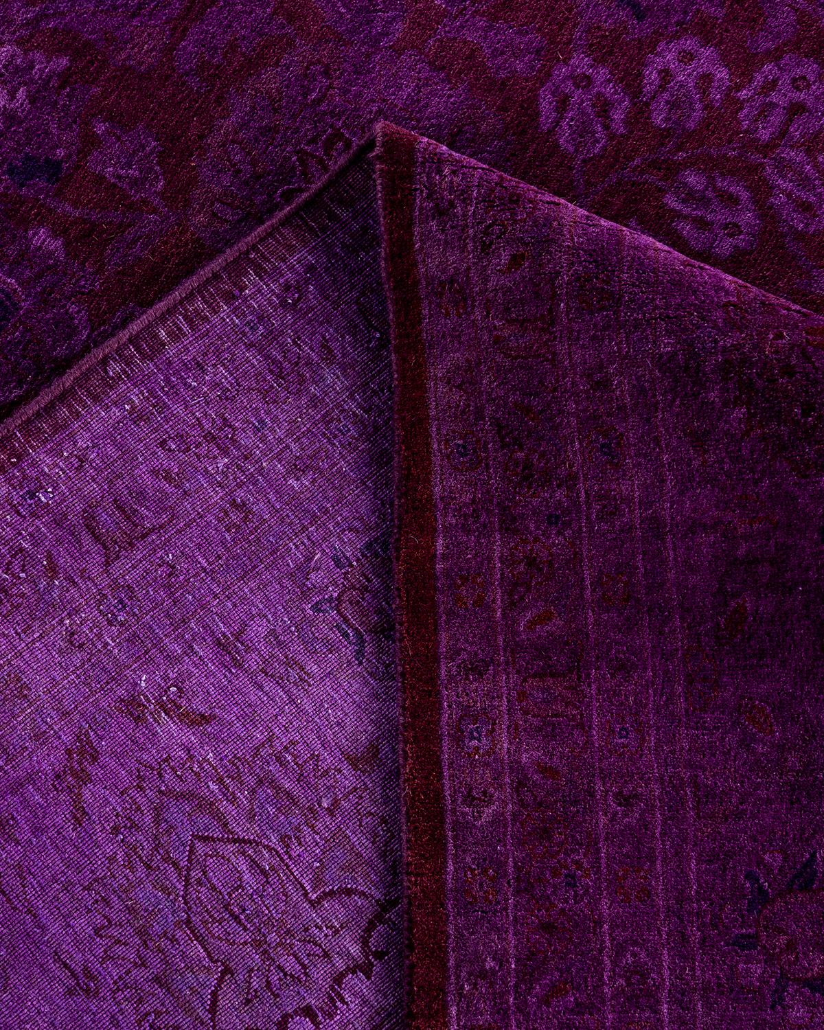 Zeitgenössische Overdyed handgeknüpfte Wolle lila Bereich Teppich 9' 1