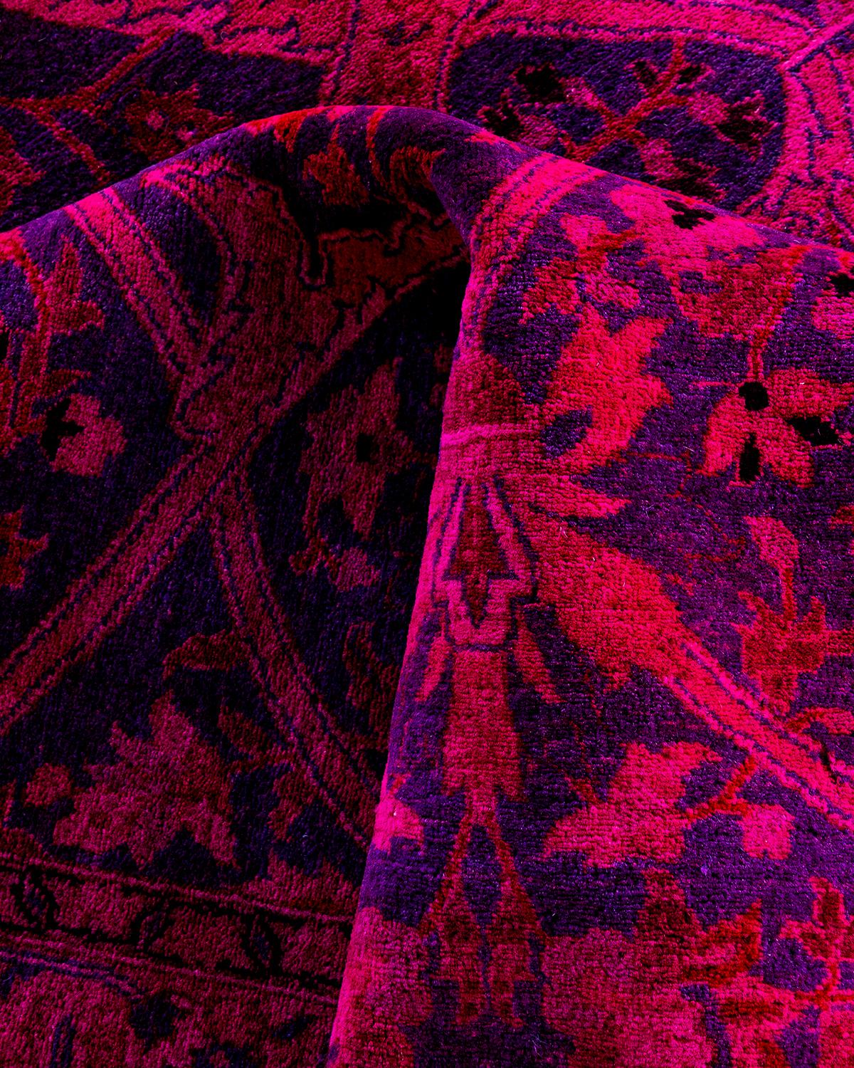 Zeitgenössische Overdyed handgeknüpfte Wolle lila Bereich Teppich 9' 1