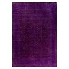 Zeitgenössische Overdyed handgeknüpfte Wolle lila Bereich Teppich 9' 1" x 12' 5"