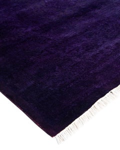 Contemporary Overdyed Hand Knotted Wool Purple Area Rug
