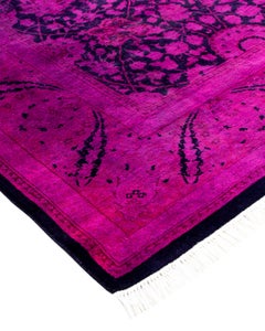 Contemporary Overdyed Hand Knotted Wool Purple Area Rug