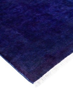 Contemporary Overdyed Hand Knotted Wool Purple Area Rug