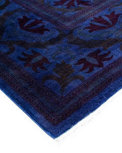 Contemporary Overdyed Hand Knotted Wool Purple Area Rug