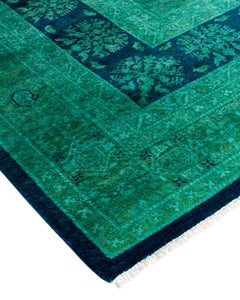 Contemporary Overdyed Hand Knotted Wool Purple Area Rug