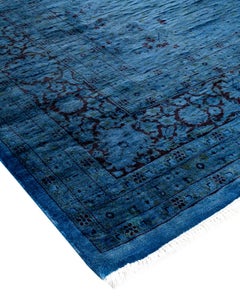 Contemporary Overdyed Hand Knotted Wool Purple Area Rug