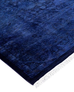 Contemporary Overdyed Hand Knotted Wool Purple Area Rug