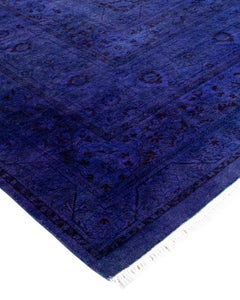 Contemporary Overdyed Hand Knotted Wool Purple Area Rug