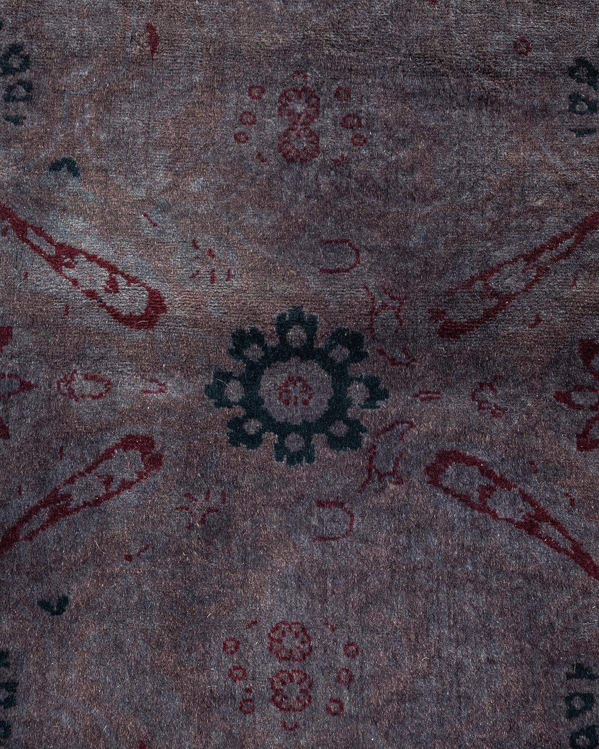 Pakistani Contemporary Overdyed Hand Knotted Wool Purple Area Rug For Sale