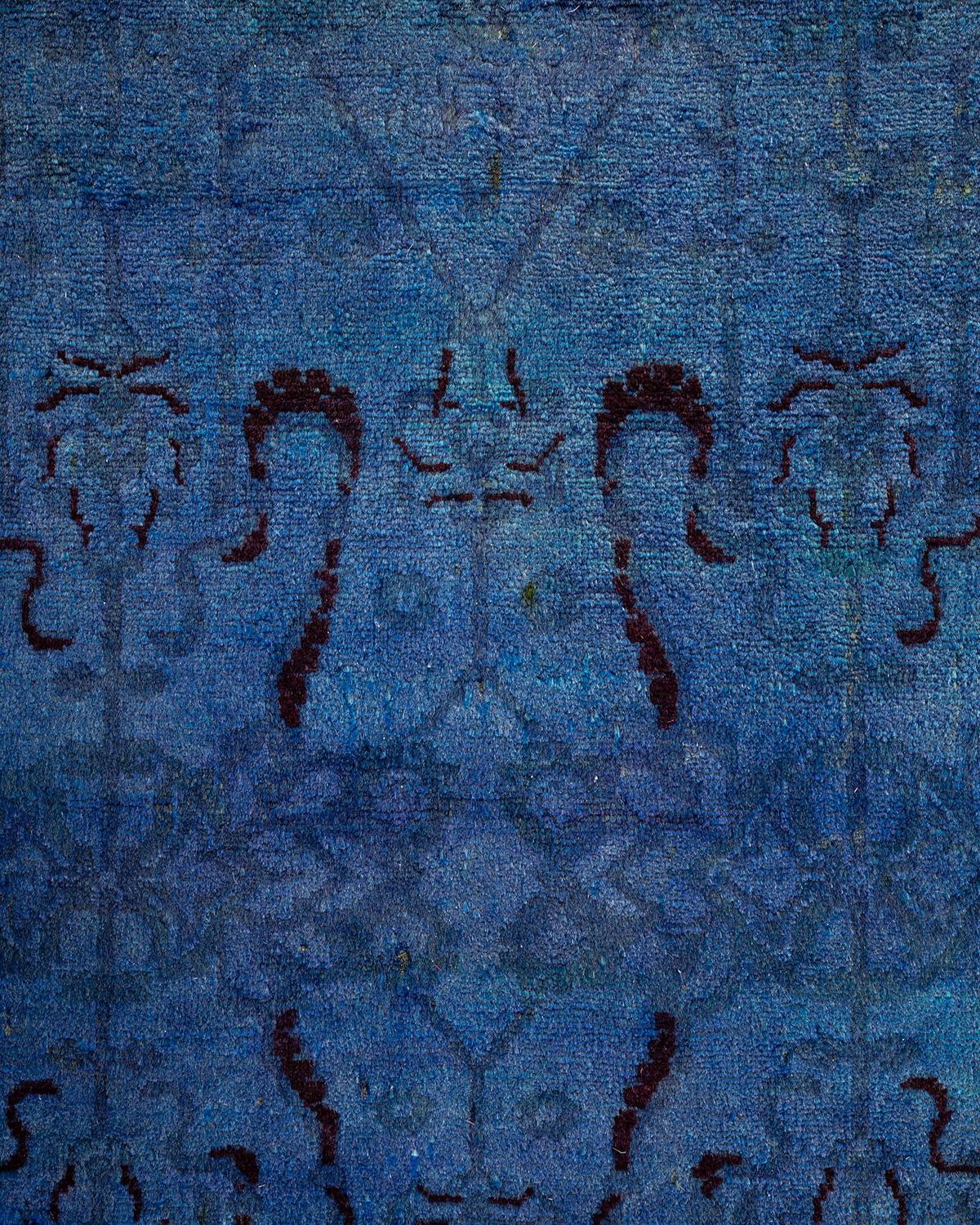 Pakistani Contemporary Overdyed Hand Knotted Wool Purple Area Rug For Sale