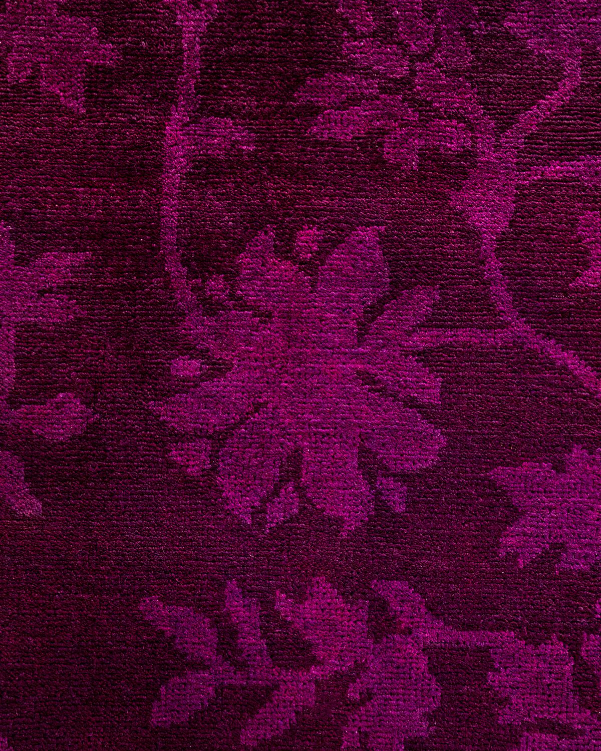 Pakistani Contemporary Overdyed Hand Knotted Wool Purple Area Rug For Sale