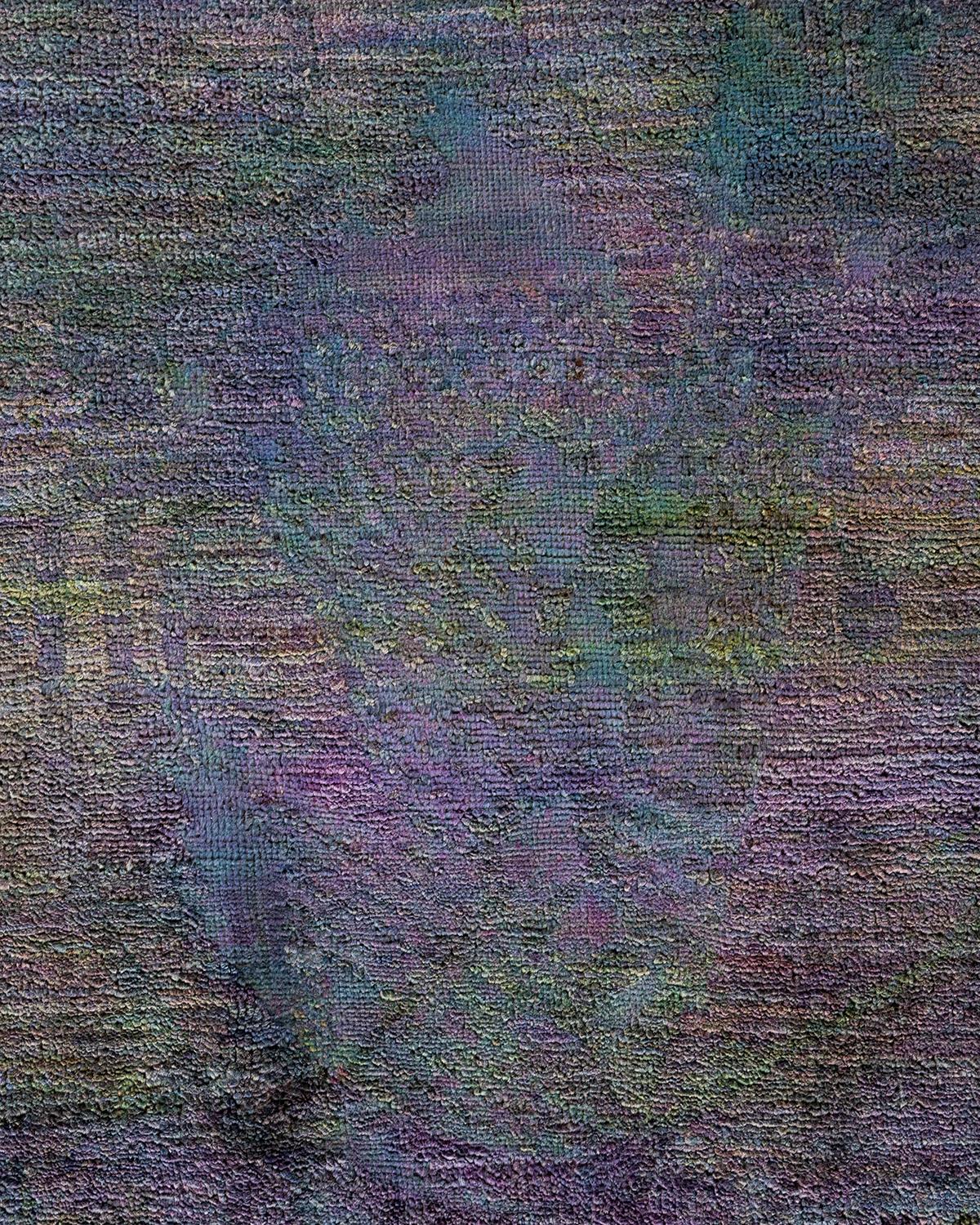 Pakistani Contemporary Overdyed Hand Knotted Wool Purple Area Rug For Sale