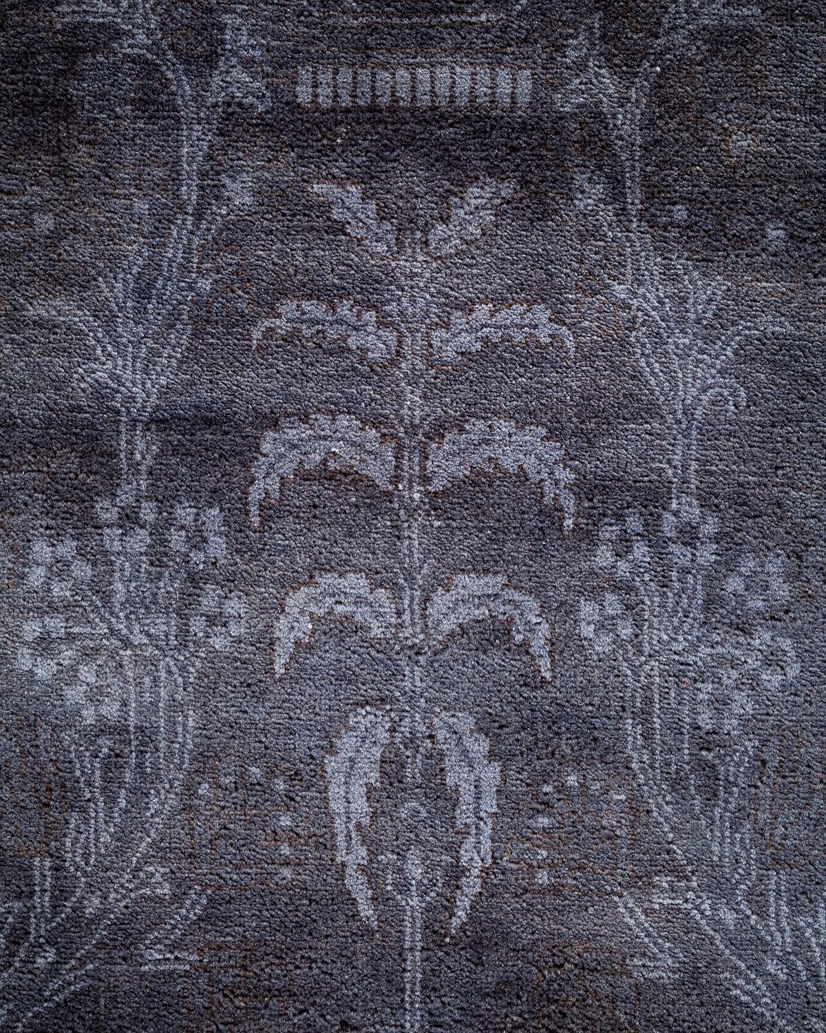 Pakistani Contemporary Overdyed Hand Knotted Wool Purple Area Rug For Sale