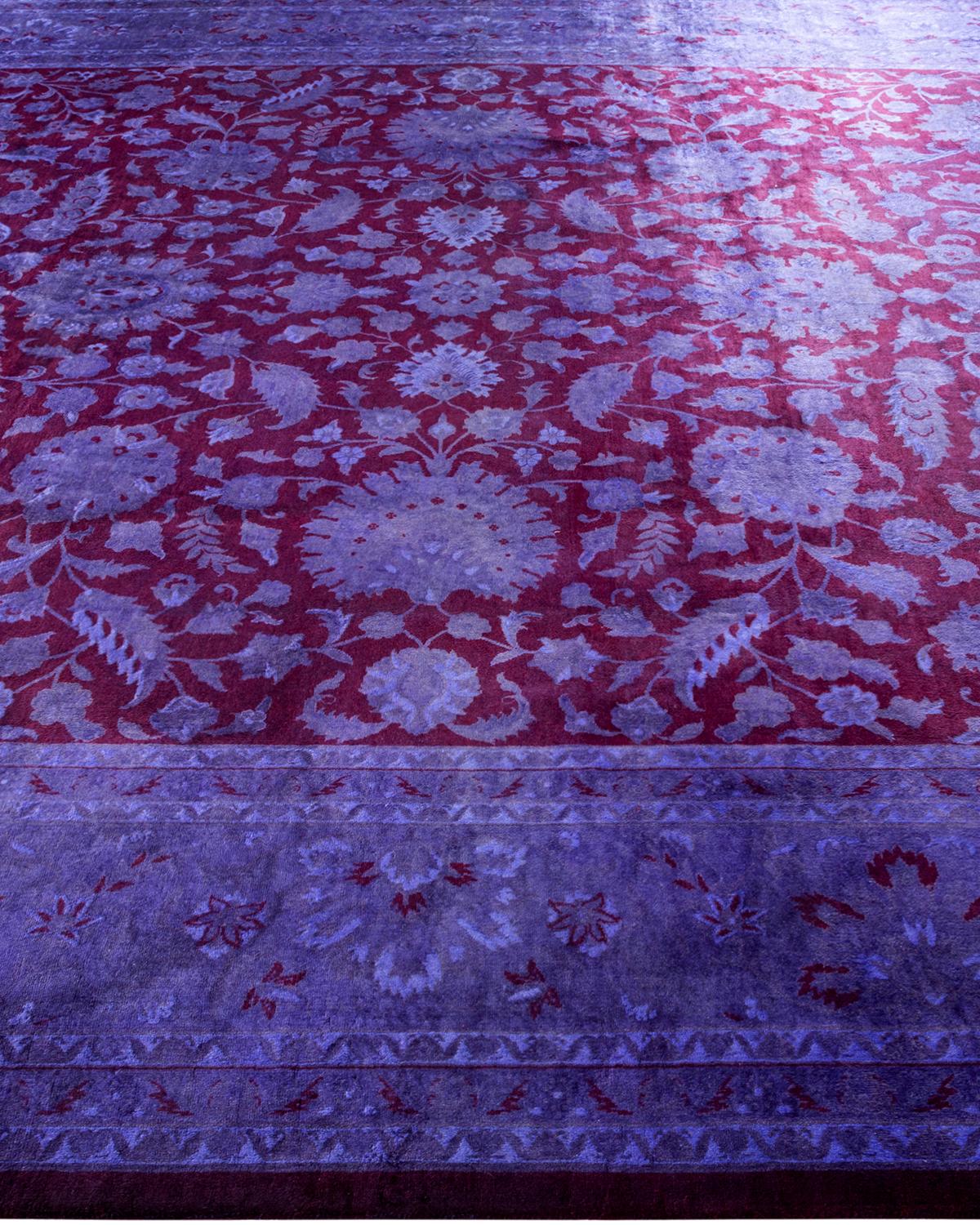 Contemporary Overdyed Hand Knotted Wool Purple Area Rug In New Condition For Sale In Norwalk, CT