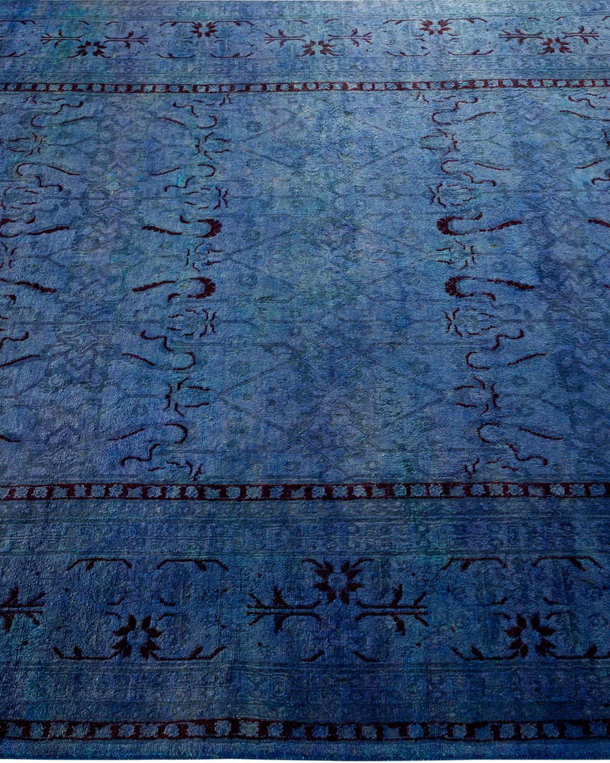 Contemporary Overdyed Hand Knotted Wool Purple Area Rug In New Condition For Sale In Norwalk, CT