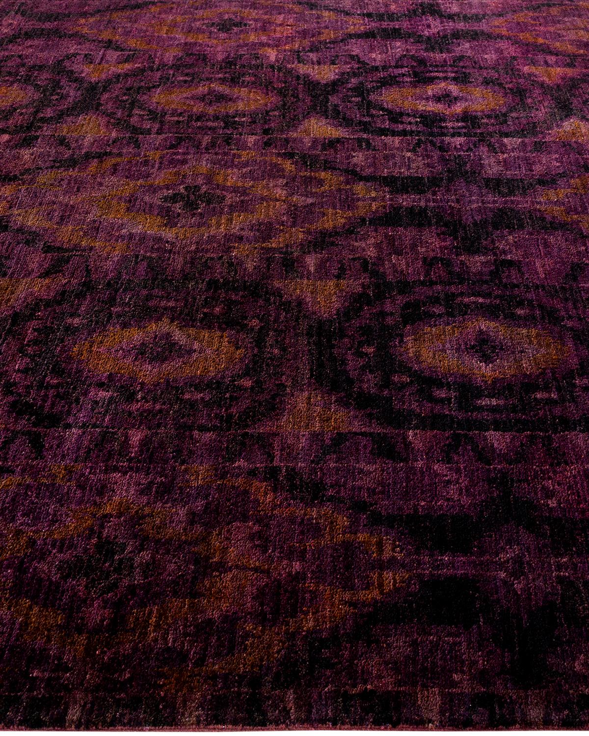 Contemporary Overdyed Hand Knotted Wool Purple Area Rug In New Condition In Norwalk, CT