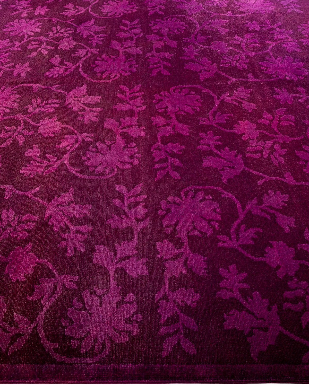 Contemporary Overdyed Hand Knotted Wool Purple Area Rug In New Condition For Sale In Norwalk, CT