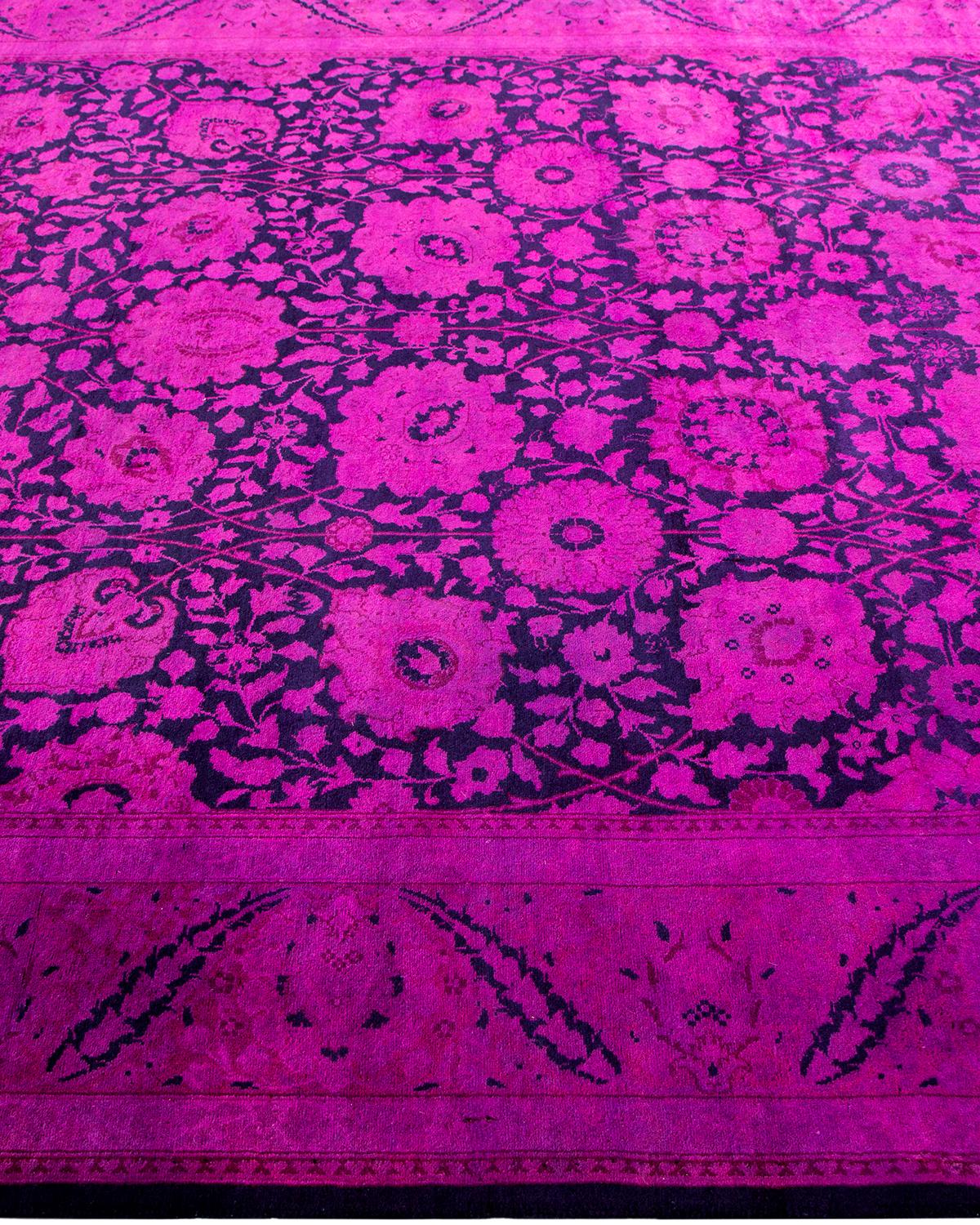 Contemporary Overdyed Hand Knotted Wool Purple Area Rug In New Condition For Sale In Norwalk, CT