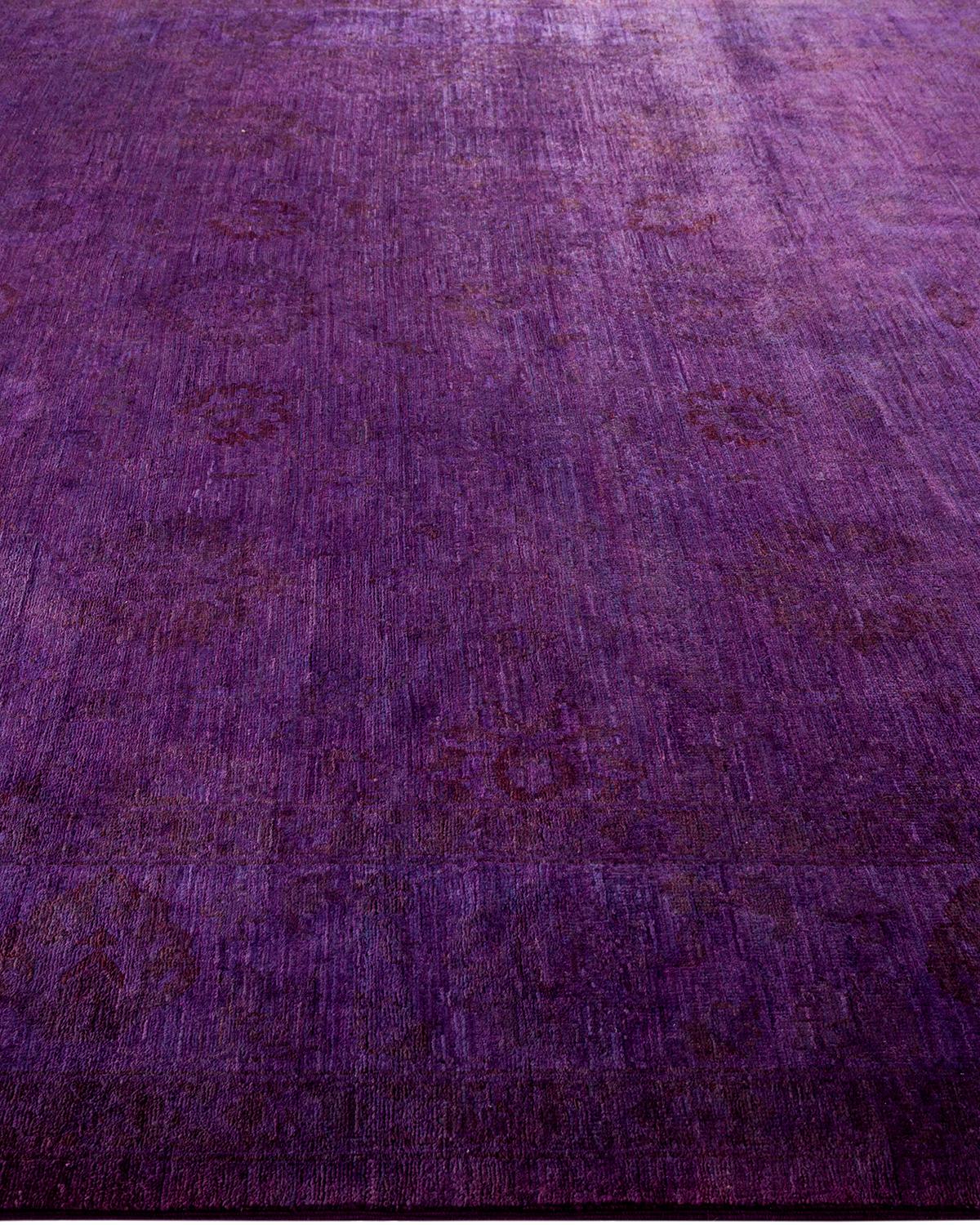 Contemporary Overdyed Hand Knotted Wool Purple Area Rug In New Condition For Sale In Norwalk, CT